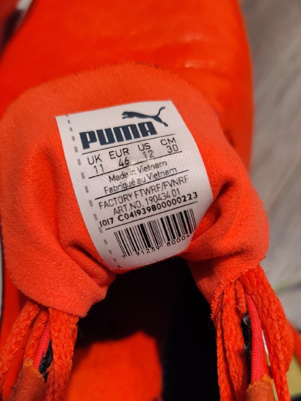 Puma Orange and White Men's Athletic Track & Field Spikes - Picture 6 of 6